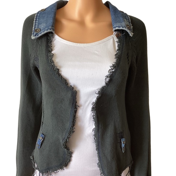 EUC Vintage Diesel Gray Frayed Cardigan - Picture 1 of 8